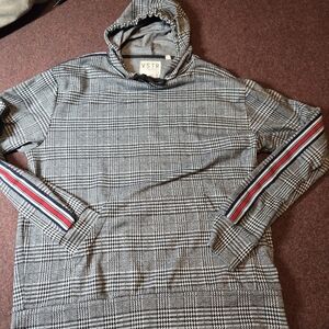 VSTR Premium Men's Houndstooth Hoodie In Large Stripes On Arm Kangaroo Pocket